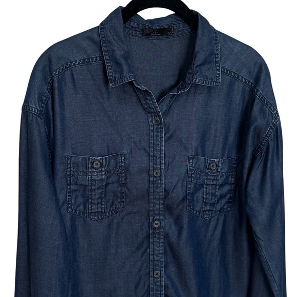 prAna Blue Chambray Long Sleeve Button Up Outdoors Women’s Size S - Picture 3 of 11